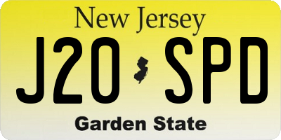 NJ license plate J20SPD