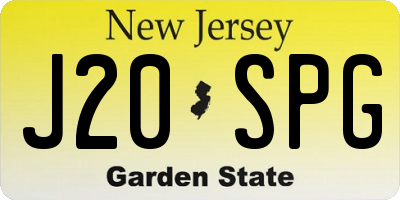 NJ license plate J20SPG