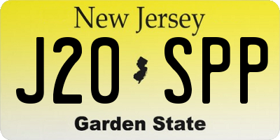 NJ license plate J20SPP