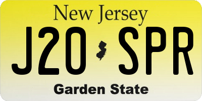 NJ license plate J20SPR