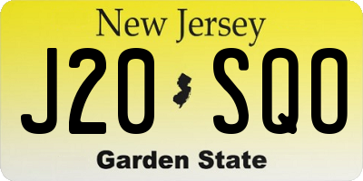 NJ license plate J20SQO