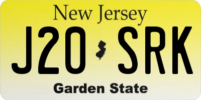 NJ license plate J20SRK