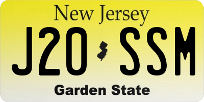 NJ license plate J20SSM