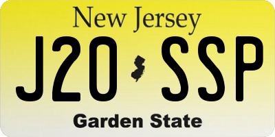 NJ license plate J20SSP