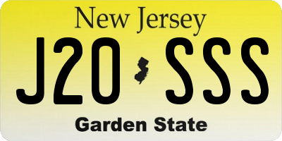 NJ license plate J20SSS