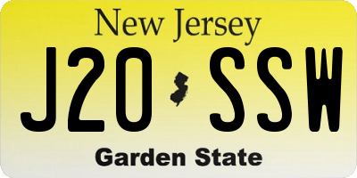 NJ license plate J20SSW