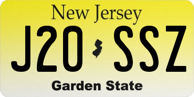 NJ license plate J20SSZ