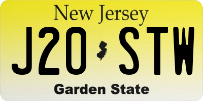 NJ license plate J20STW