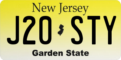 NJ license plate J20STY