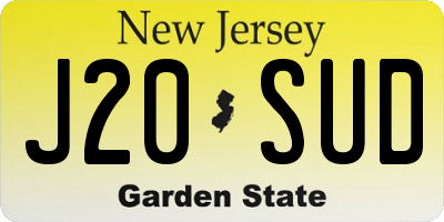 NJ license plate J20SUD