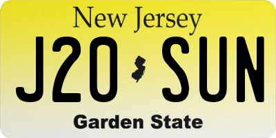NJ license plate J20SUN