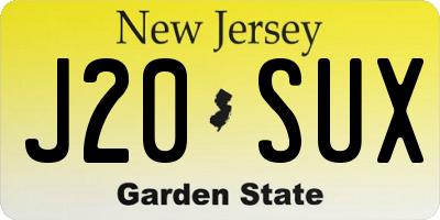 NJ license plate J20SUX