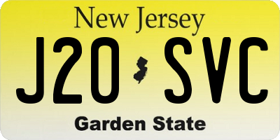 NJ license plate J20SVC