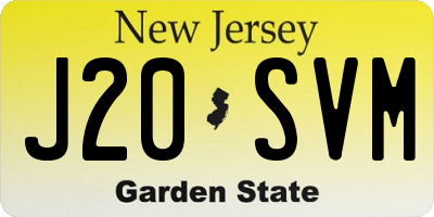 NJ license plate J20SVM