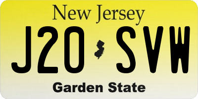 NJ license plate J20SVW