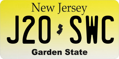 NJ license plate J20SWC