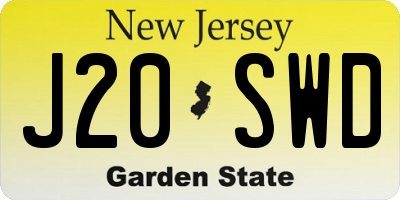 NJ license plate J20SWD