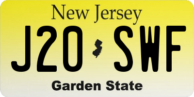 NJ license plate J20SWF