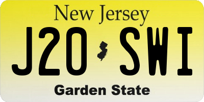 NJ license plate J20SWI