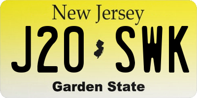 NJ license plate J20SWK