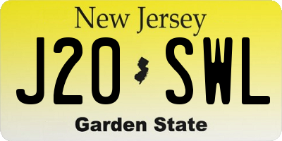 NJ license plate J20SWL