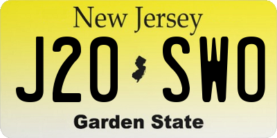 NJ license plate J20SWO