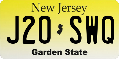 NJ license plate J20SWQ