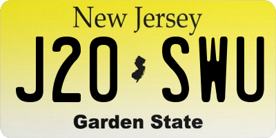 NJ license plate J20SWU