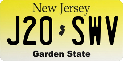 NJ license plate J20SWV