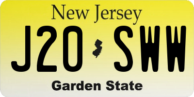 NJ license plate J20SWW