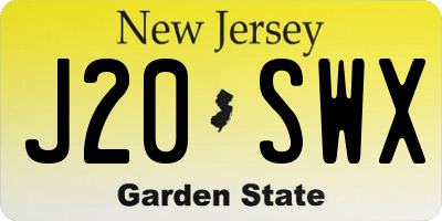 NJ license plate J20SWX