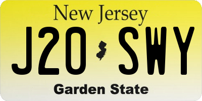 NJ license plate J20SWY