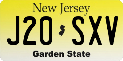 NJ license plate J20SXV