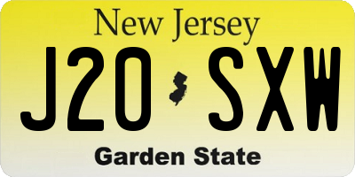 NJ license plate J20SXW