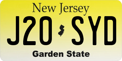 NJ license plate J20SYD
