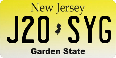 NJ license plate J20SYG