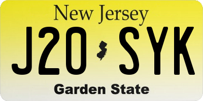 NJ license plate J20SYK