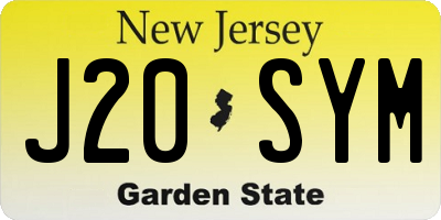 NJ license plate J20SYM