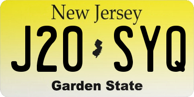 NJ license plate J20SYQ