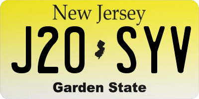 NJ license plate J20SYV