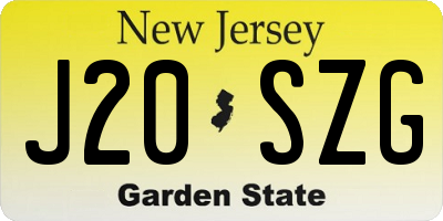 NJ license plate J20SZG