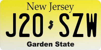 NJ license plate J20SZW