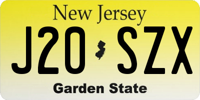 NJ license plate J20SZX