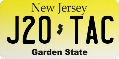 NJ license plate J20TAC