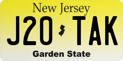 NJ license plate J20TAK