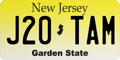 NJ license plate J20TAM