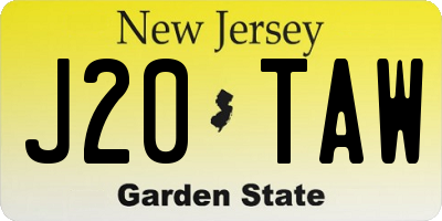NJ license plate J20TAW