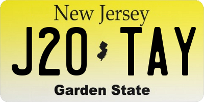 NJ license plate J20TAY