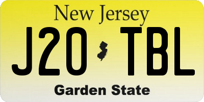 NJ license plate J20TBL