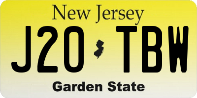 NJ license plate J20TBW